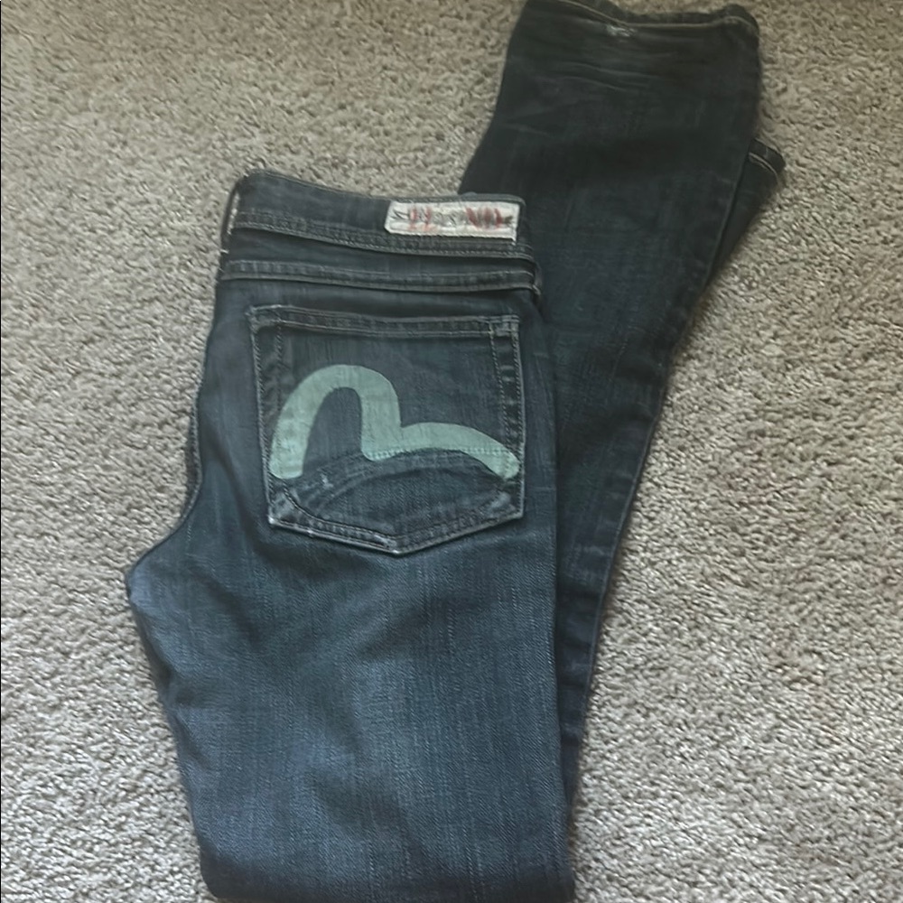 Evisu Women's Dark Blue Straight Leg Jeans